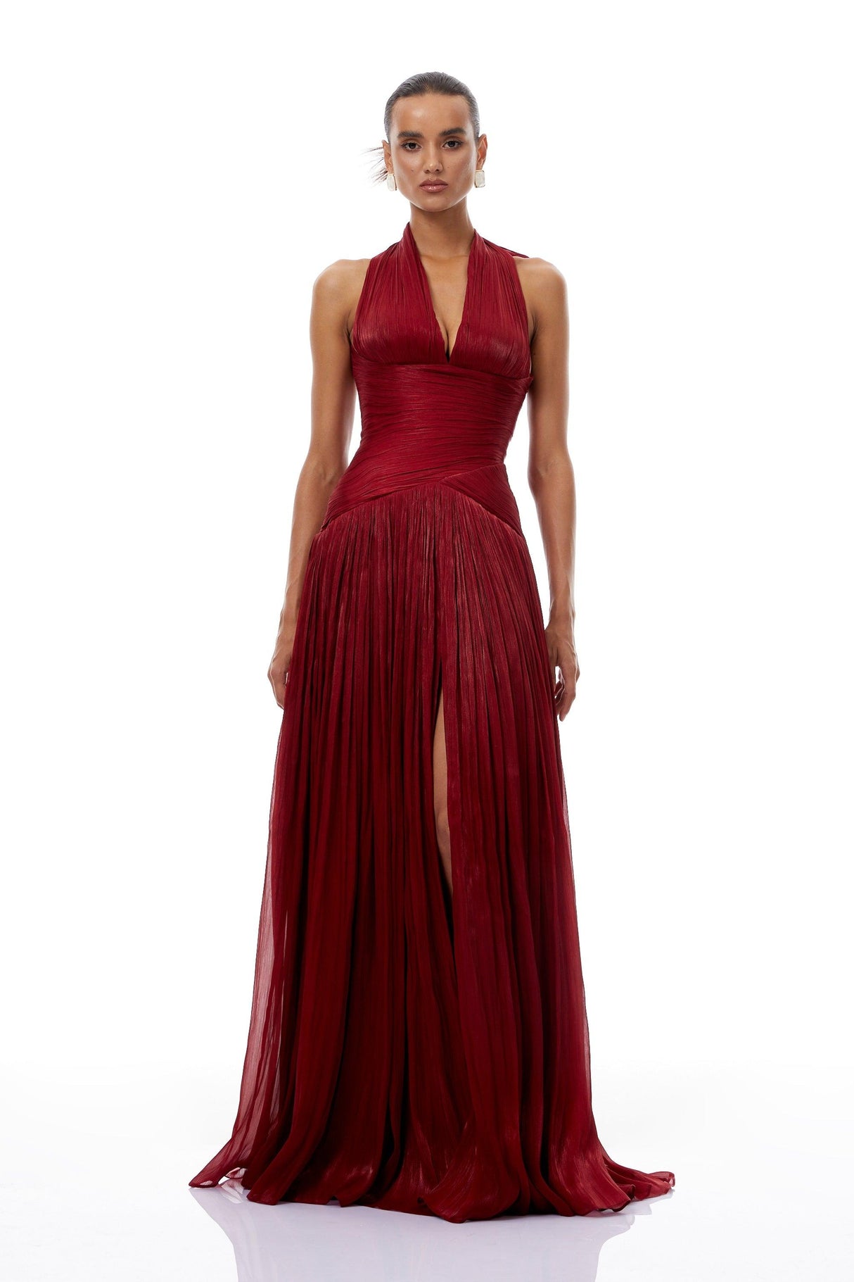 Aurohaya Verdelune Red Gathered Maxi Dress