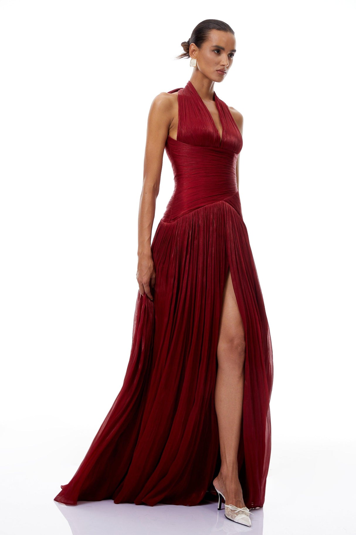 Aurohaya Verdelune Red Gathered Maxi Dress