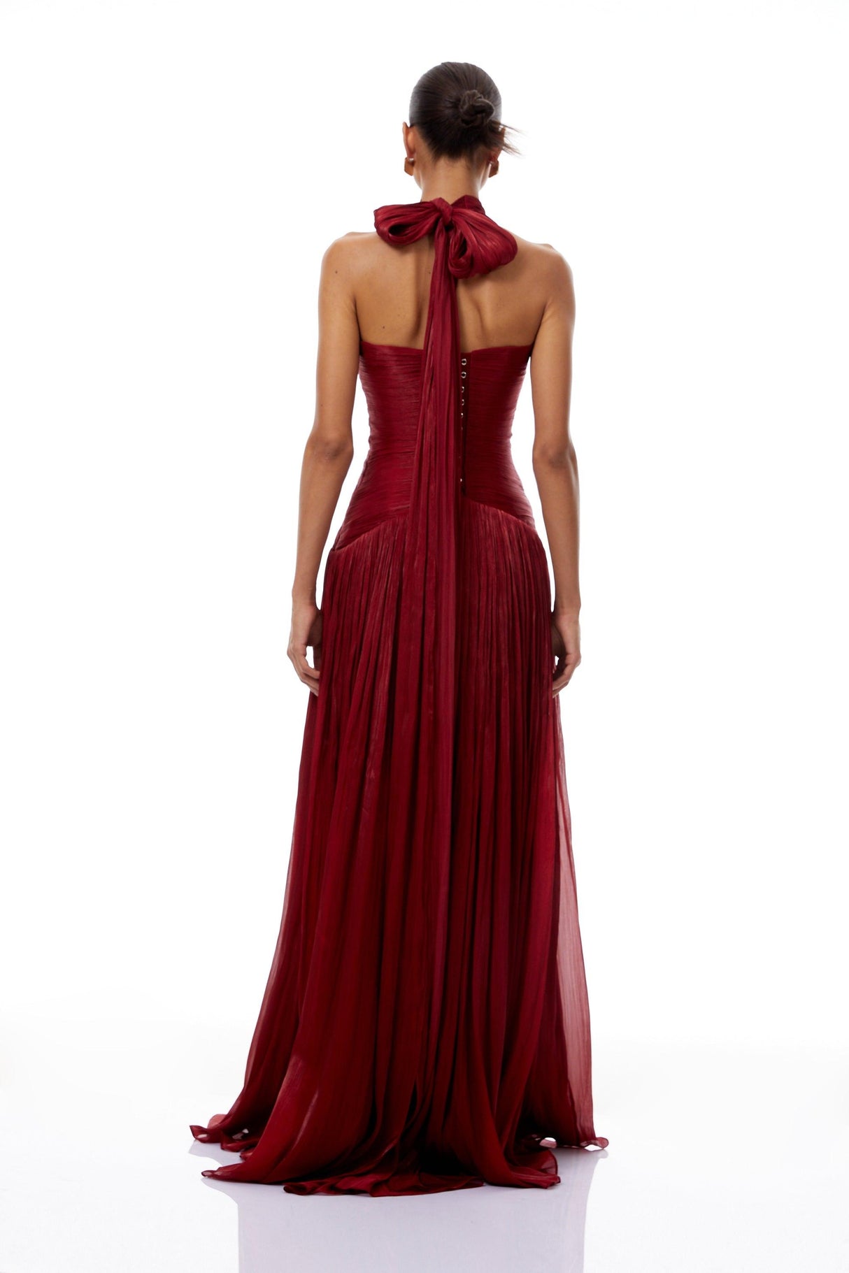 Aurohaya Verdelune Red Gathered Maxi Dress
