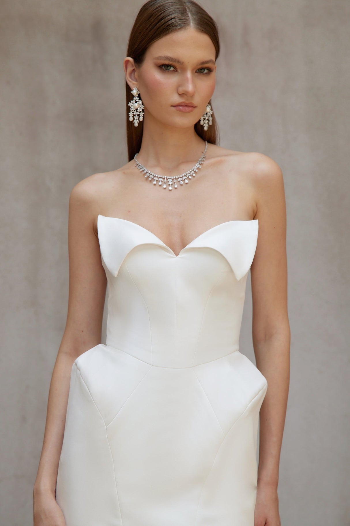 Aurohaya Alba White Barrel Waist Corset Mini Dress