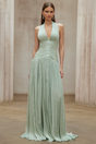 Aurohaya Verdelune Gathered Maxi Dress Green