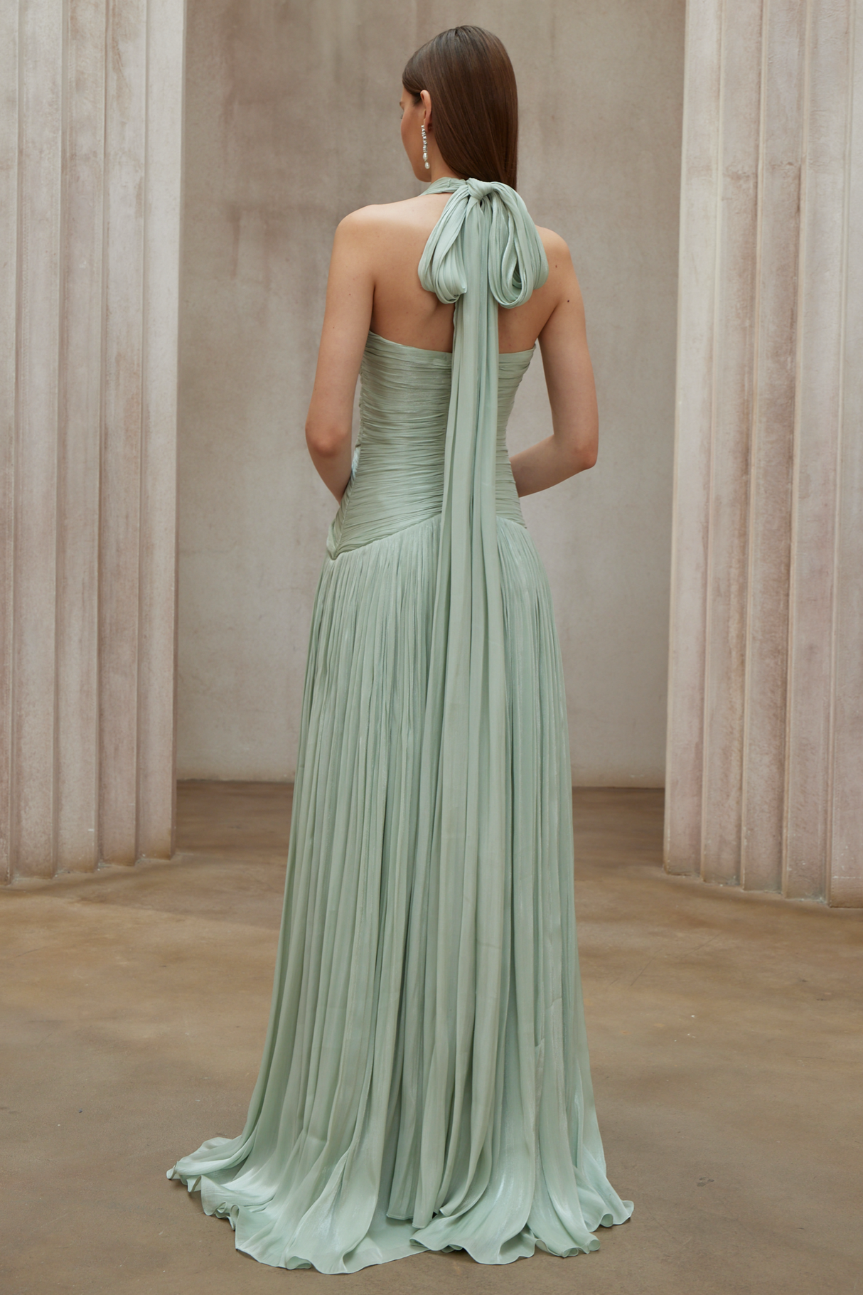 Aurohaya Verdelune Mint Green Gathered Maxi Dress