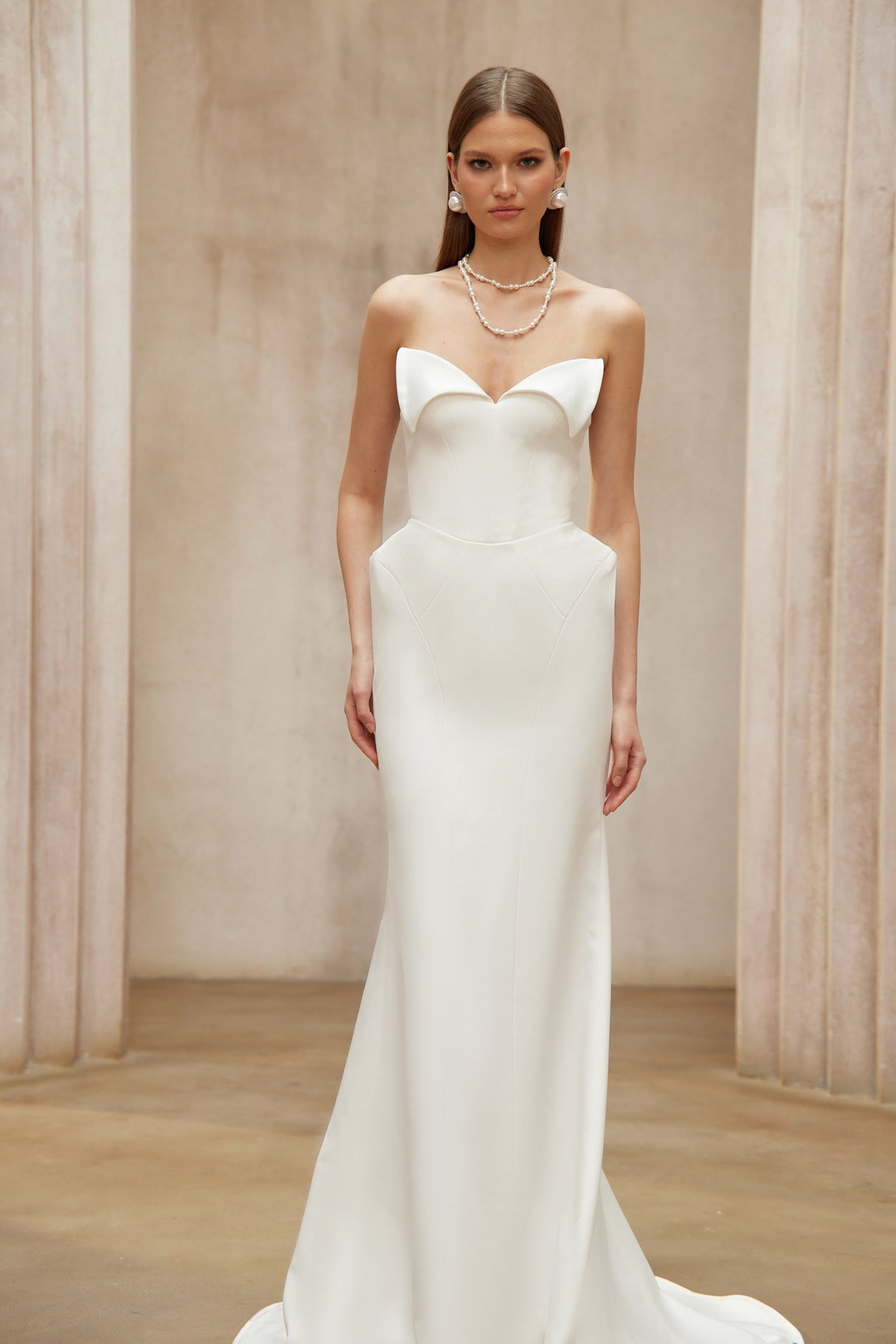 Aurohaya Alba White Barrel Waist Corset Maxi Dress