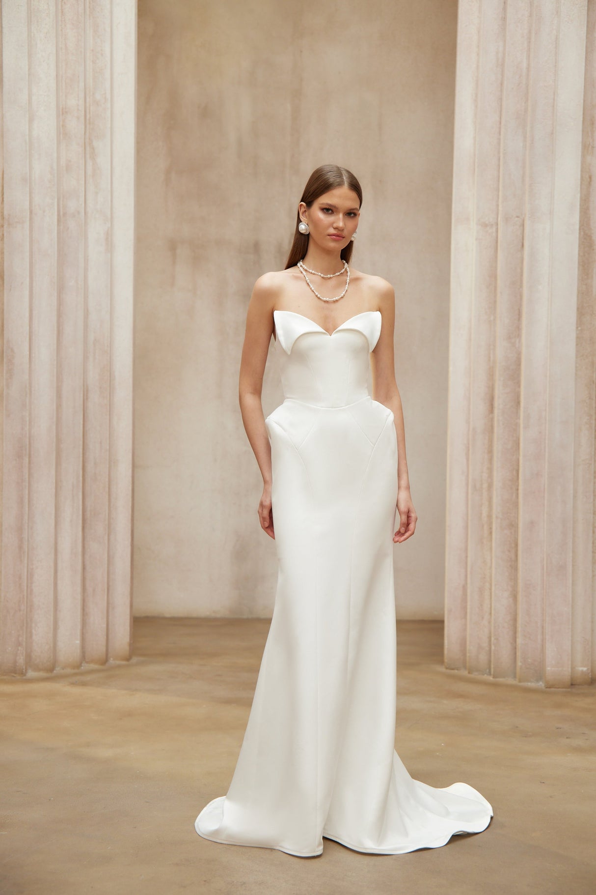 Aurohaya Alba White Barrel Waist Corset Maxi Dress
