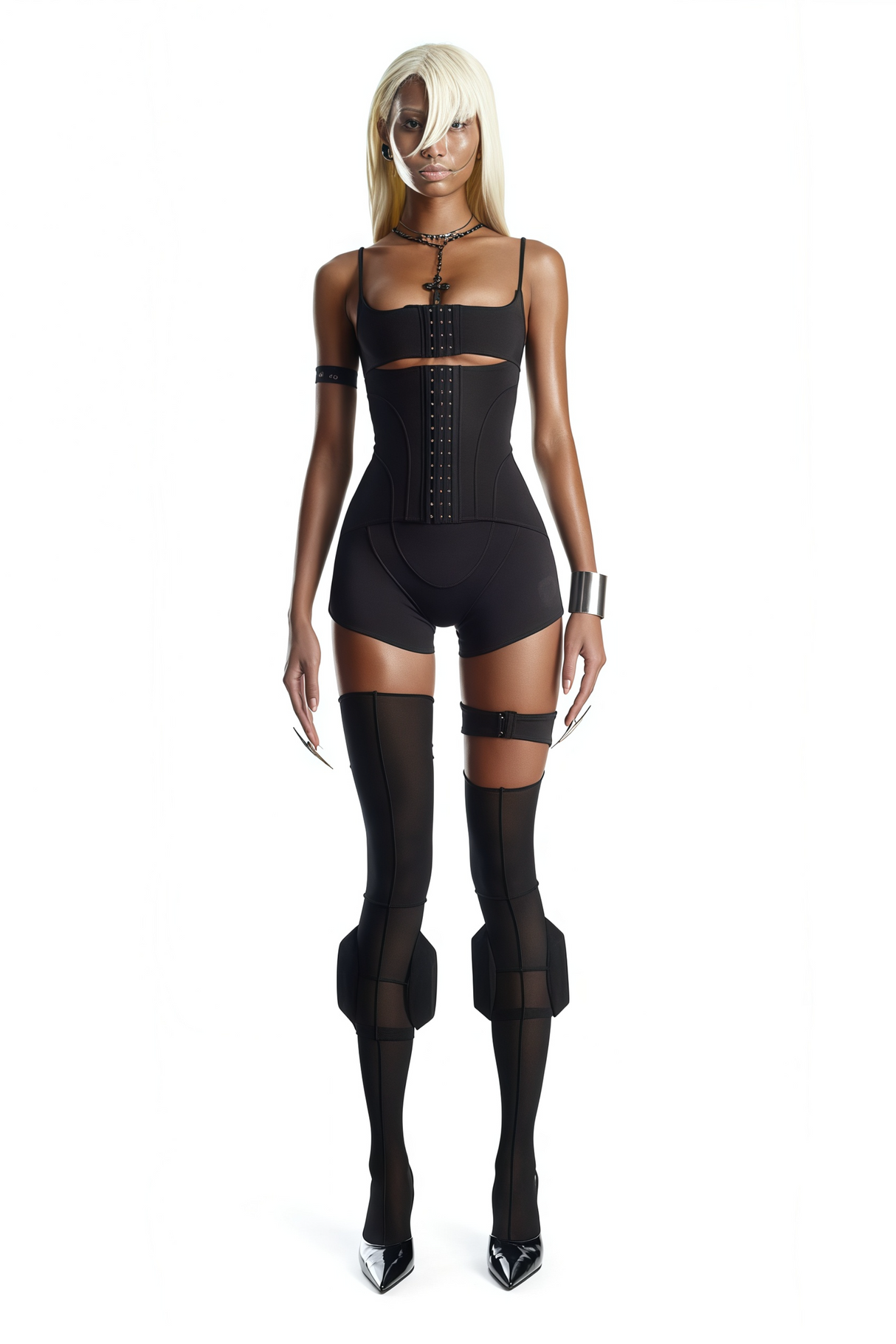 Aurohaya Éclat Black Hollow Detail Playsuit