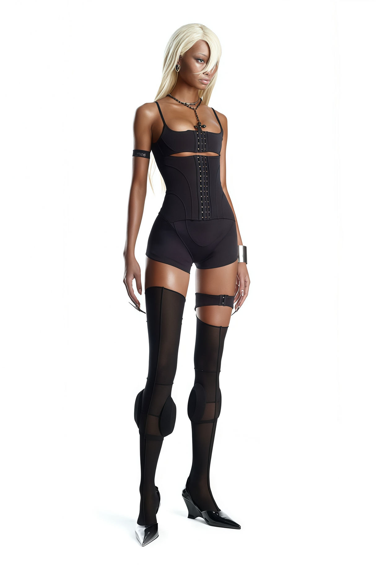 Aurohaya Éclat Black Hollow Detail Playsuit