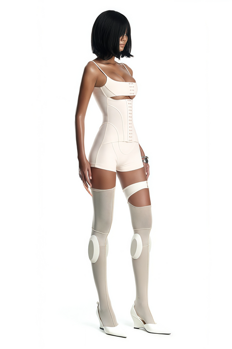 Aurohaya Éclat White Hollow Detail Playsuit