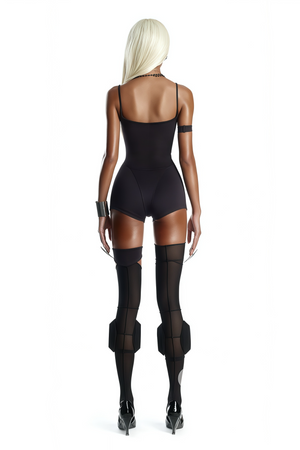 Aurohaya Éclat Black Hollow Detail Playsuit
