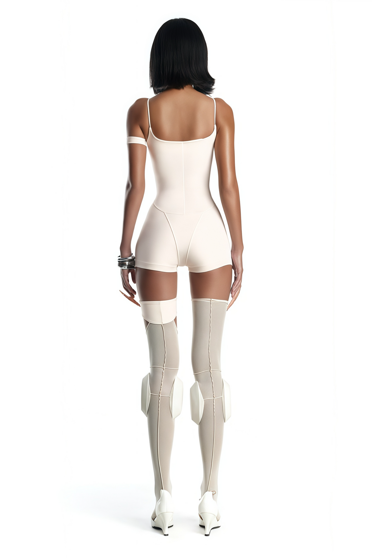 Aurohaya Éclat White Hollow Detail Playsuit