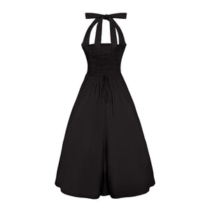 Aurohaya Eponine Black Layered Flared Hem Midi Dress