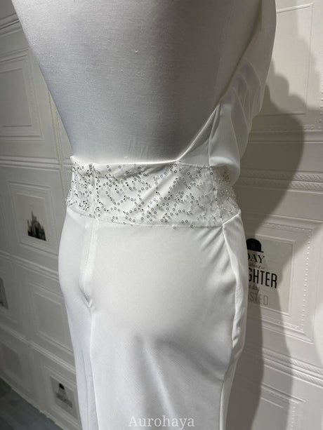 Aurohaya Camille Backless Sequin Satin Maxi Dress