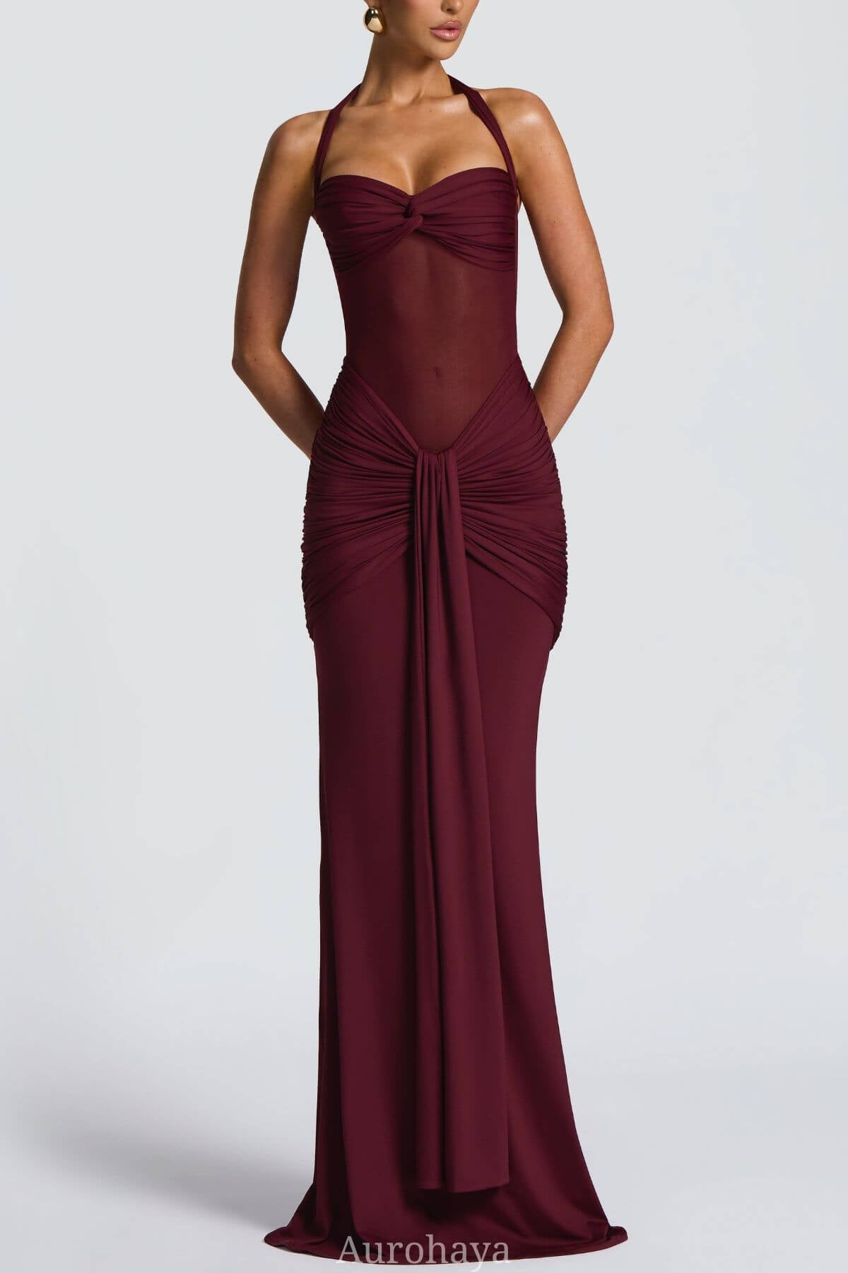 Sévara Halterneck Gathered Maxi Dress