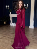 Ruffle Trim Lace-Up Round Neck Long-Sleeve Maxi Dress
