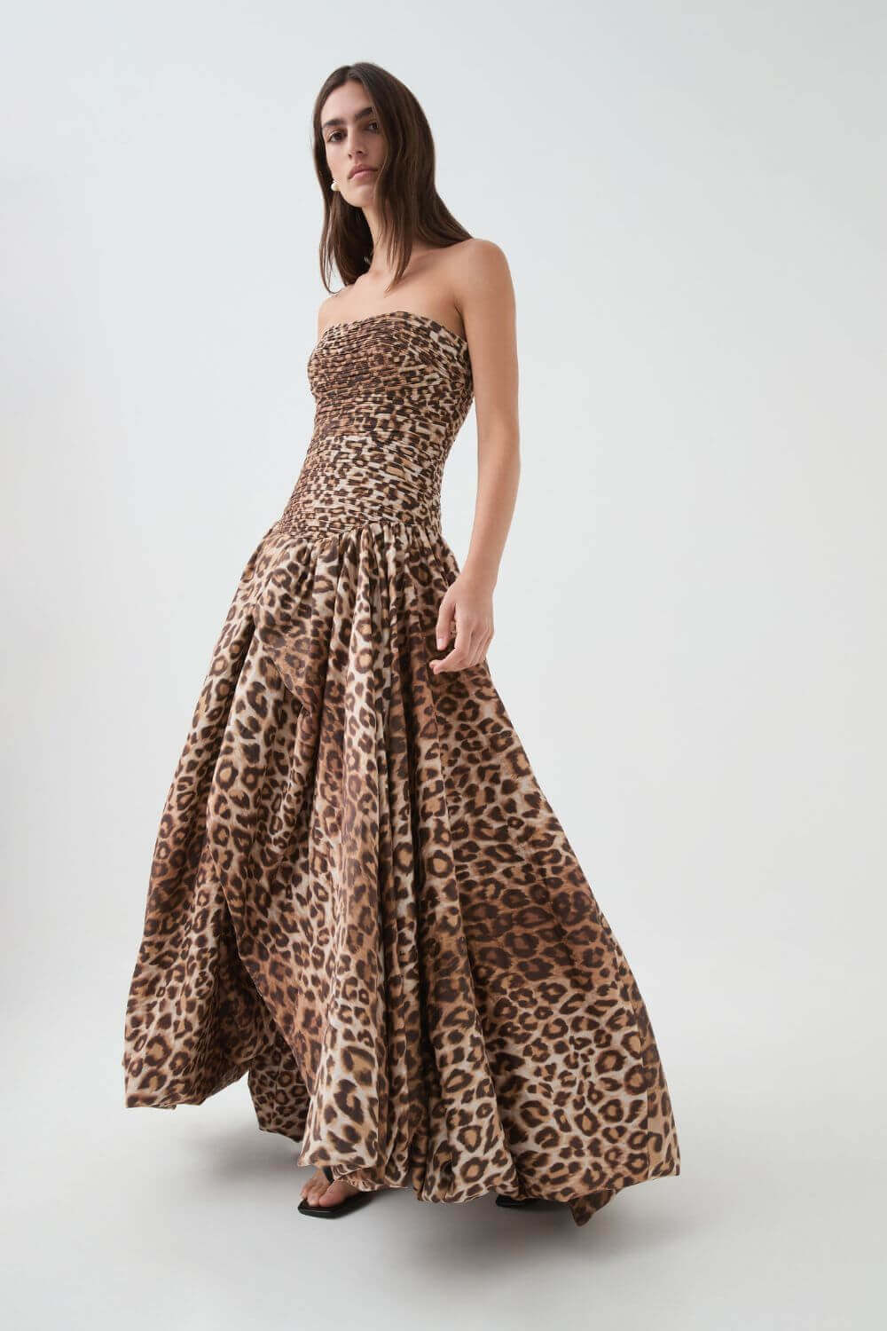 Aurohaya Jeanne Hydrangea Floral Strapless Maxi Dress