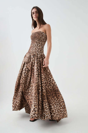 Aurohaya Jeanne Hydrangea Floral Strapless Maxi Dress
