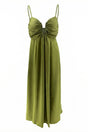 Aurohaya Camélia Spaghetti Strap Maxi Dress Army Green