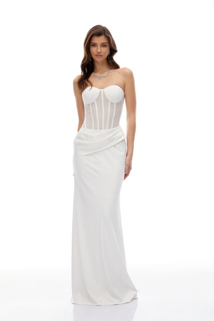 Aurohaya Thora White Corset Flared Gown