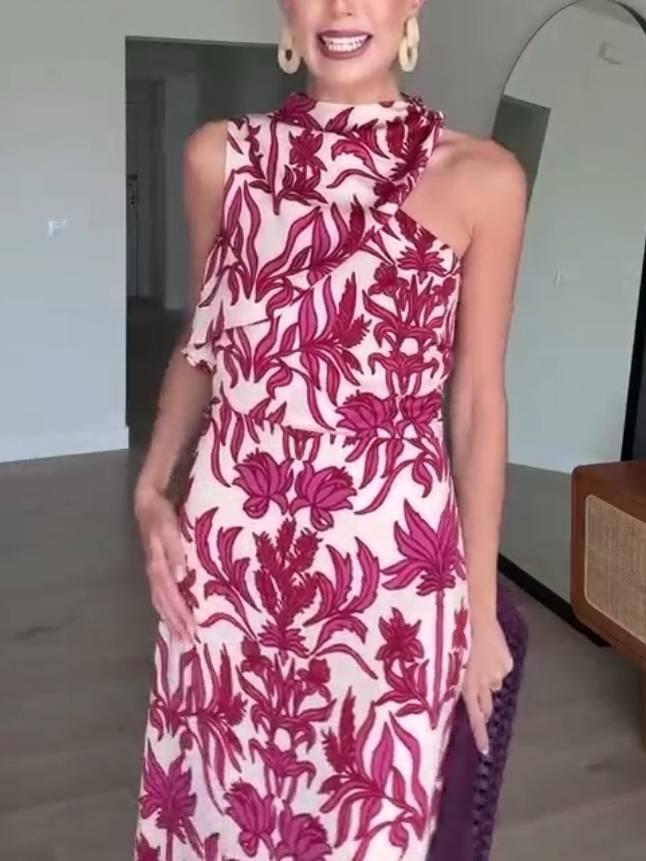 Aurohaya Two-Way Off-Shoulder Print Dress