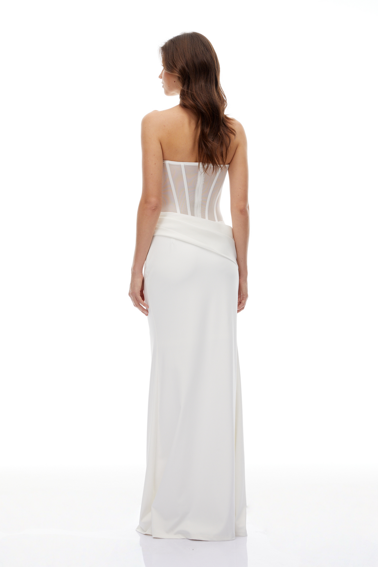 Aurohaya Thora White Corset Flared Gown