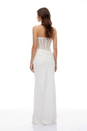 Aurohaya Thora White Corset Flared Gown