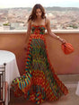 Aurohaya Elegant Personalized Painted Print A-Line Maxi Dress Multicolor