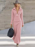 Casual Half-zip Collar Maxi Dress