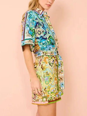 Aurohaya Special Satin Print Mini Dress
