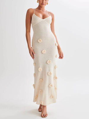 Aurohaya Knitted Floral Midi Dress