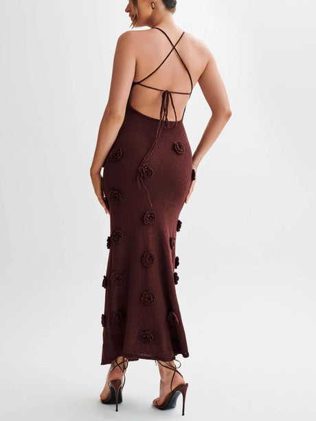 Aurohaya Knitted Floral Midi Dress