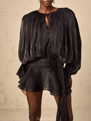 Aurohaya Amélie Fully Pleated Ruffled Mini Dress