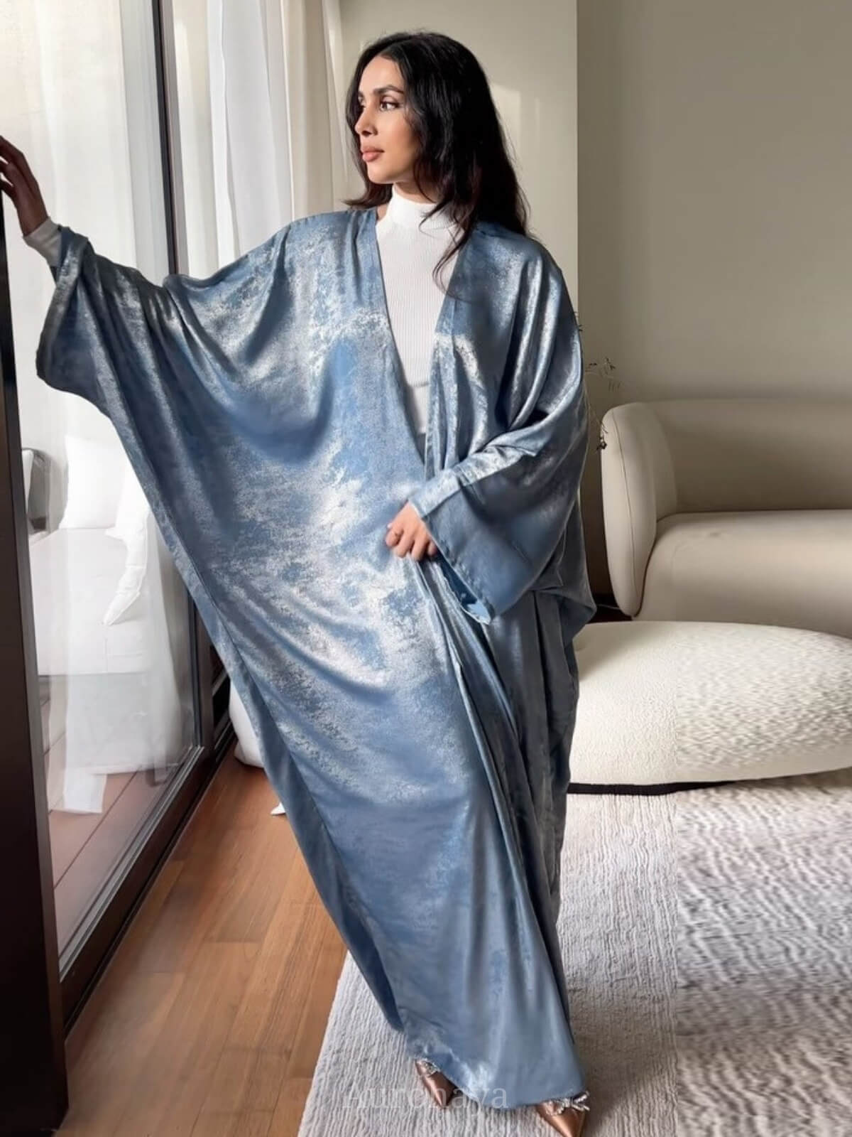 Satin Modest Open Front Abaya
