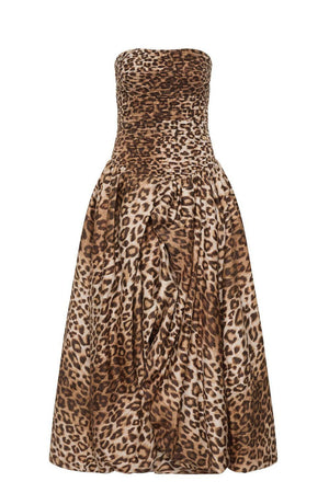 Aurohaya Jeanne Hydrangea Floral Strapless Maxi Dress