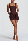 Aurelia Square-Neck Boned Mini Dress