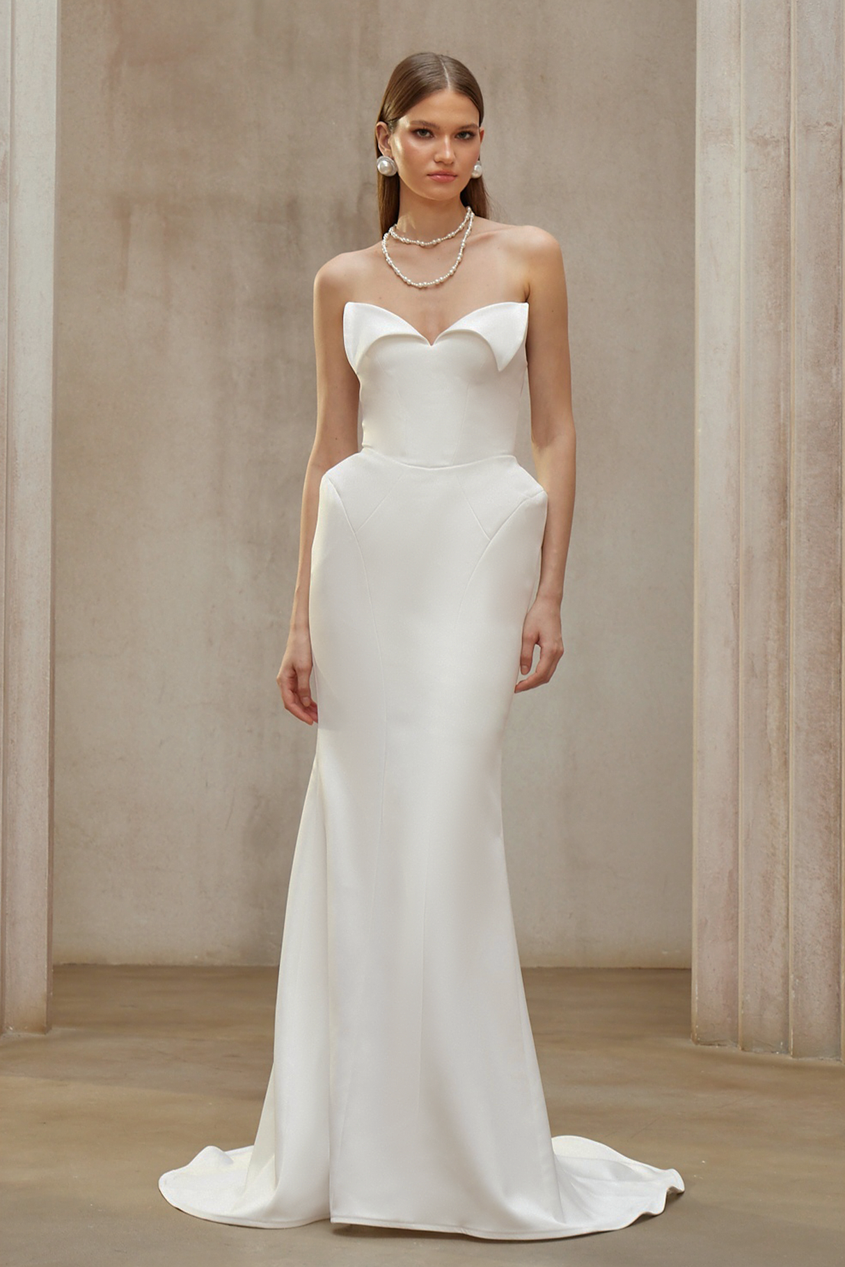 Aurohaya Alba White Barrel Waist Corset Maxi Dress