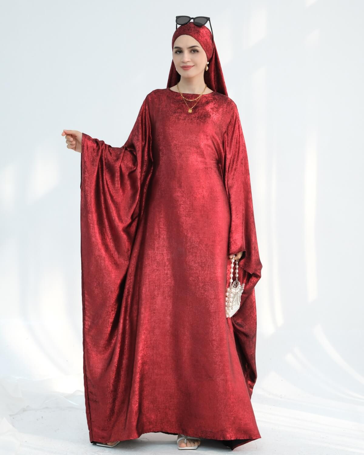 Satin Batwing Butterfly Abaya with Hijab