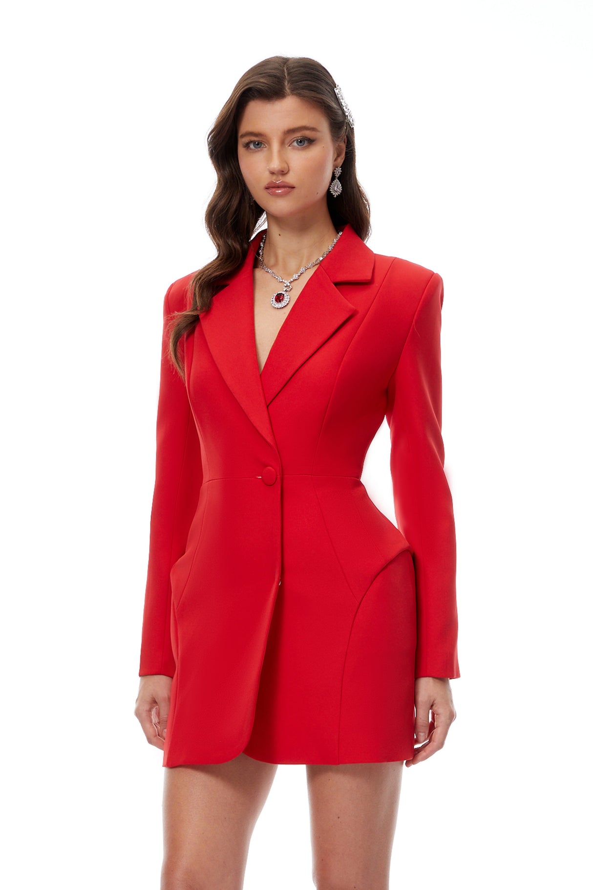 Aurohaya Pálína Red Structured Mini Blazer Dress