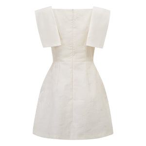 Aurohaya Léa White Floral Appliqué Crochet Mini Dress