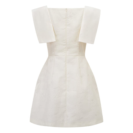 Aurohaya Léa White Floral Appliqué Crochet Mini Dress