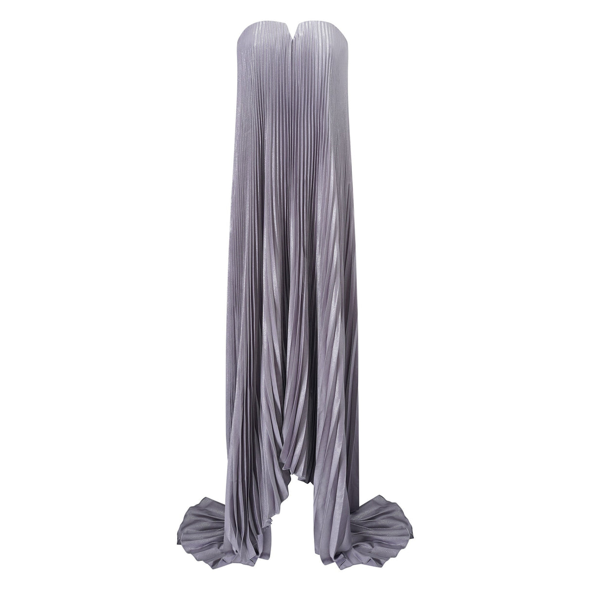 Aurohaya Satiné Purple Fully-pleated Maxi Dress