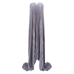 Aurohaya Satiné Purple Fully-pleated Maxi Dress