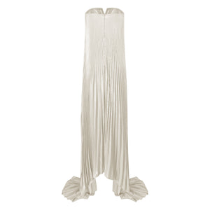 Aurohaya Satiné Gold Fully-pleated Maxi Dress