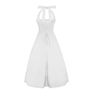 Aurohaya Eponine White Layered Flared Hem Midi Dress