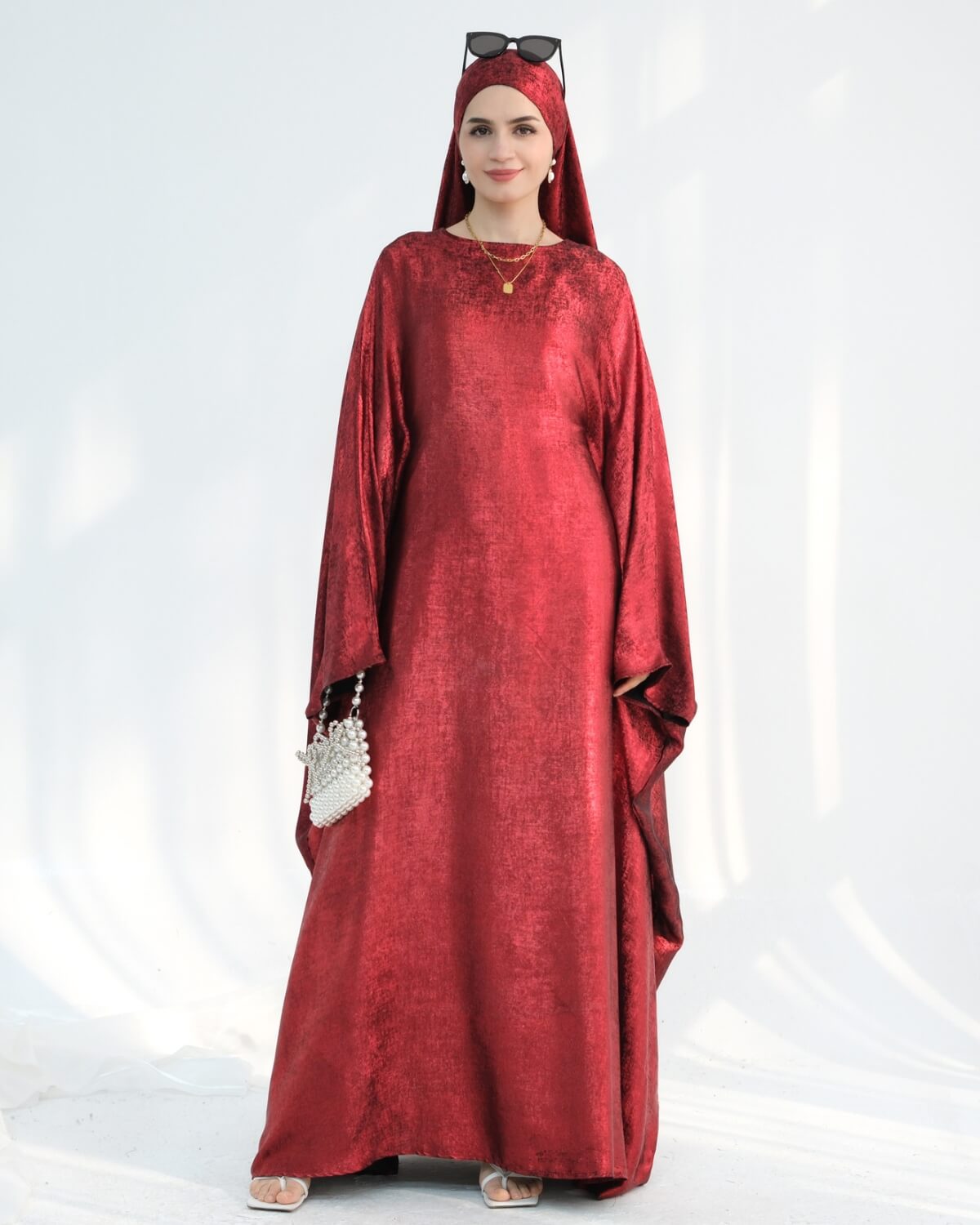 Satin Batwing Butterfly Abaya with Hijab