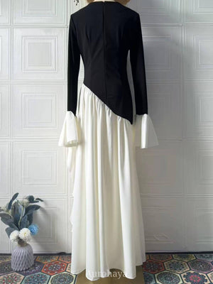 Aurohaya Round Neck Long Bell Sleeve Maxi Dress