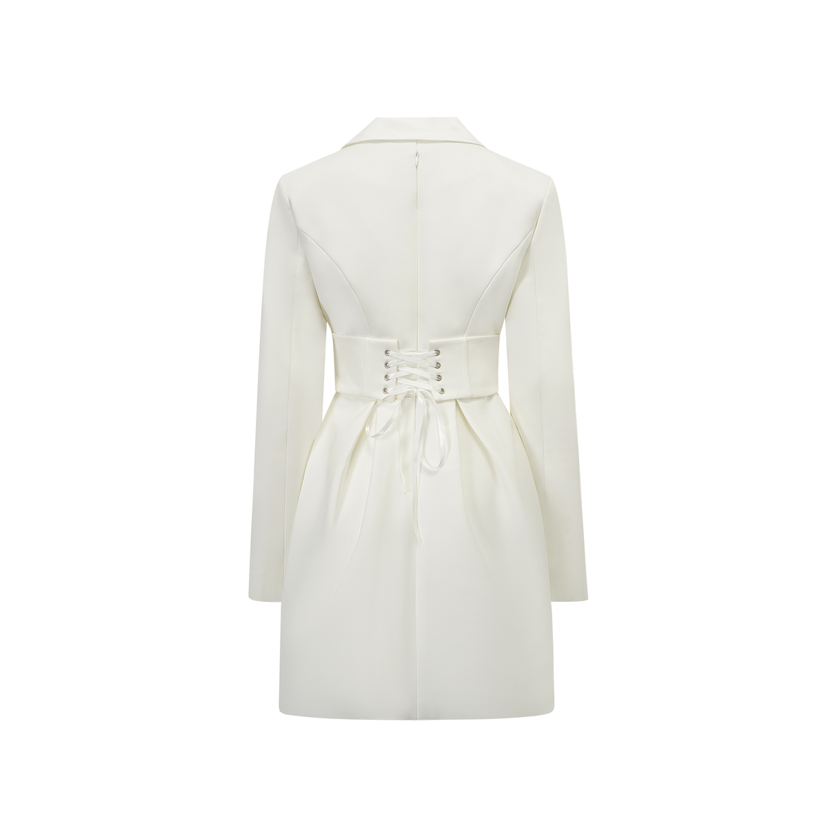 Aurohaya Inmaculada White Boned Bodice Mini Blazer Dress