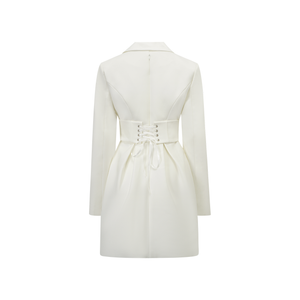 Aurohaya Inmaculada White Boned Bodice Mini Blazer Dress
