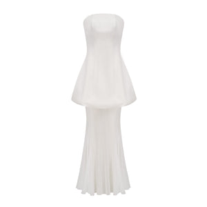 Aurohaya Mélanie White Corset Dress & Mesh Skirt Set