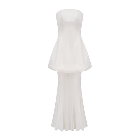 Aurohaya Mélanie White Corset Dress & Mesh Skirt Set