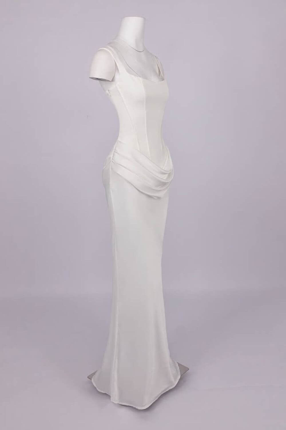 Hortense Square Neck Corset Maxi Dress / White