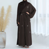 Solid Color Beaded Abaya Cardigan